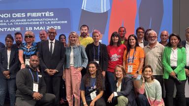 Photo avec Marie Barsacq au Tournoi des Fiertés
